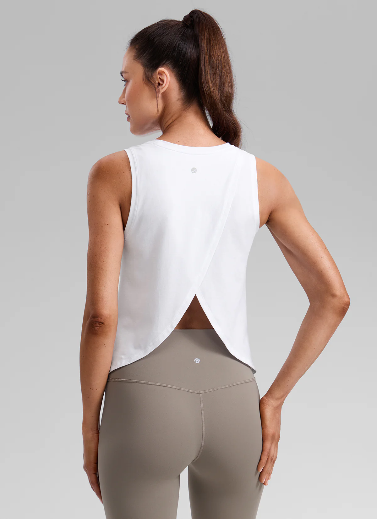 Poly Cotton-Blend Open Split Back Tank