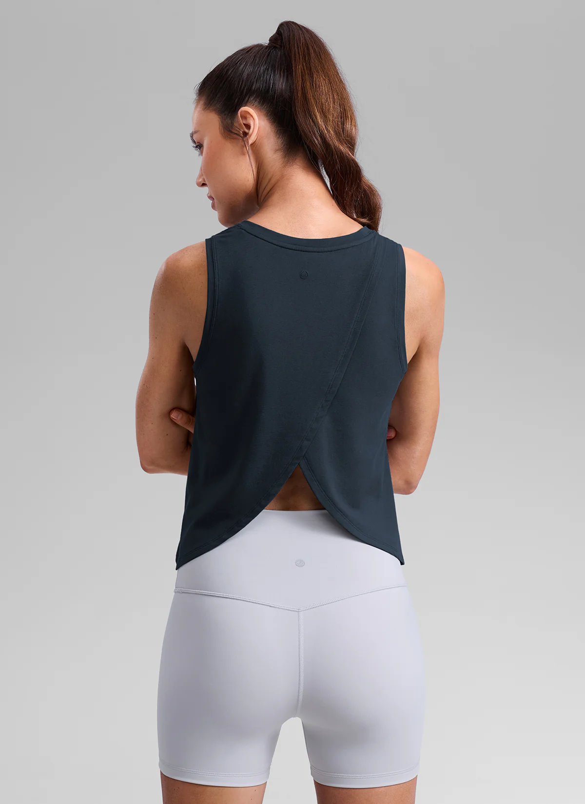 Poly Cotton-Blend Open Split Back Tank
