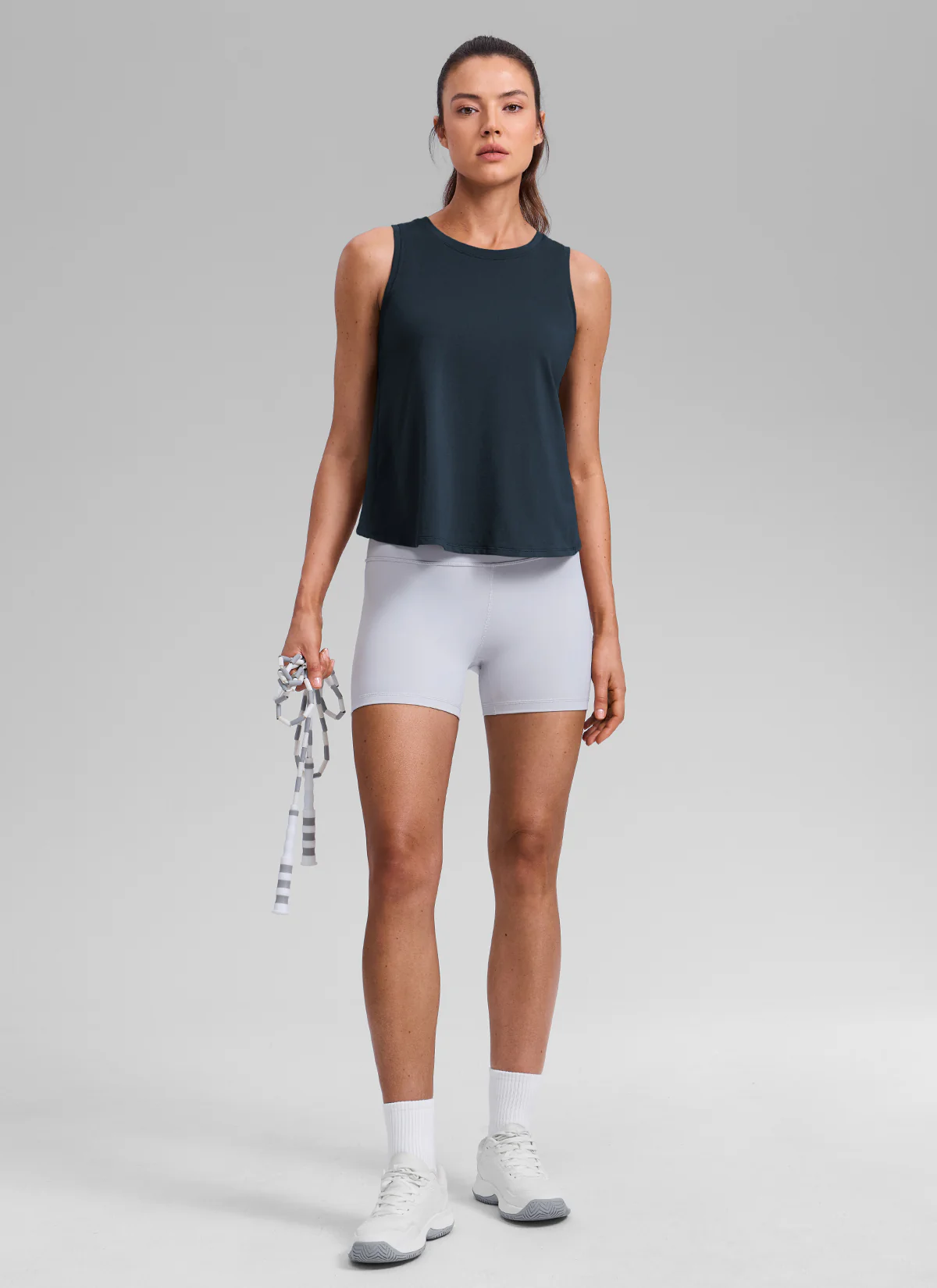Poly Cotton-Blend Open Split Back Tank