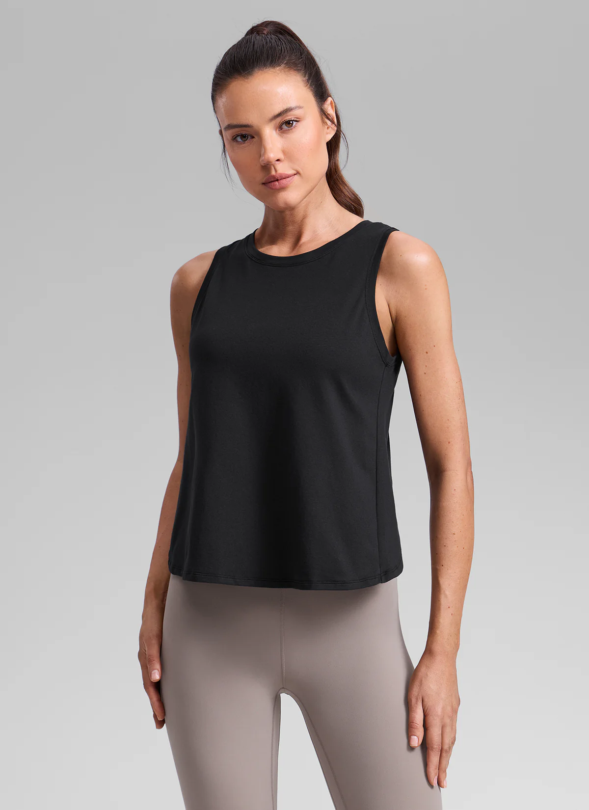 Poly Cotton-Blend Open Split Back Tank