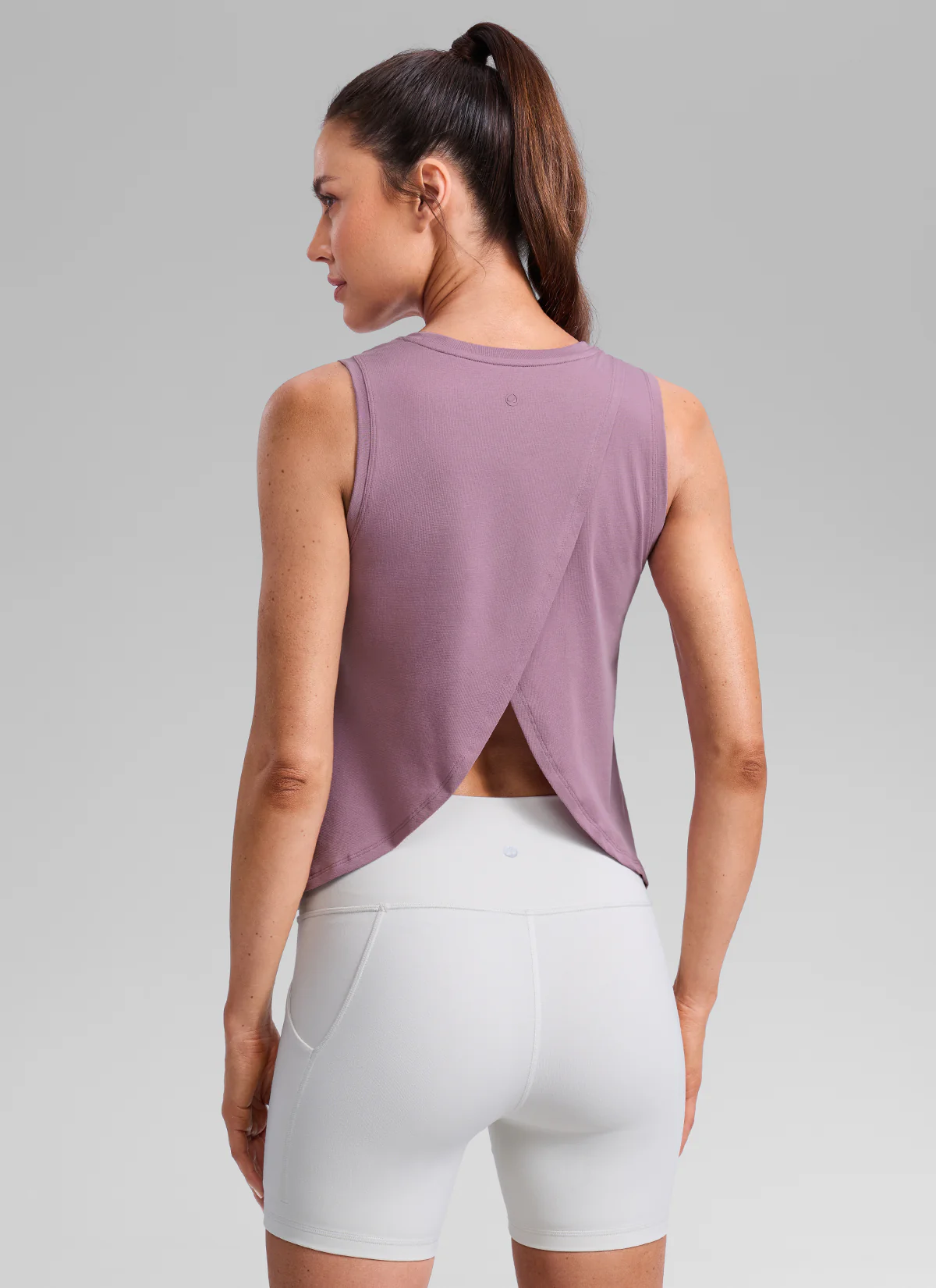 Poly Cotton-Blend Open Split Back Tank
