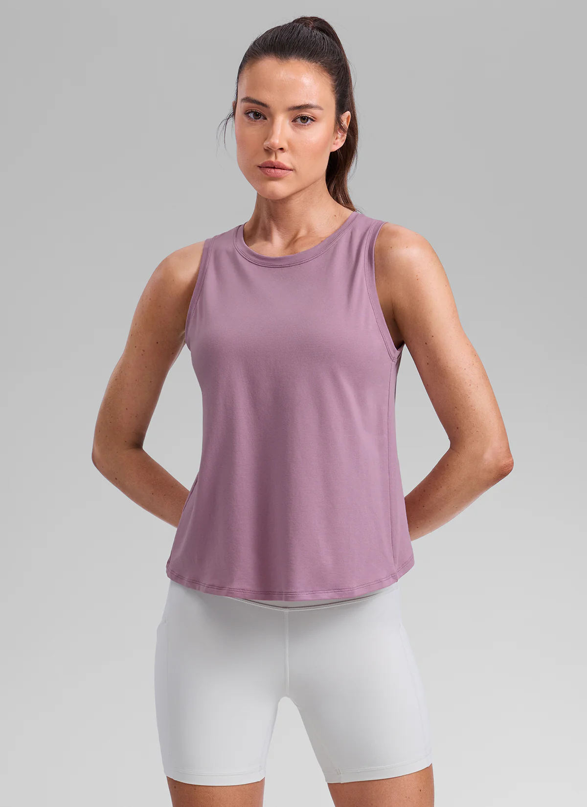 Poly Cotton-Blend Open Split Back Tank