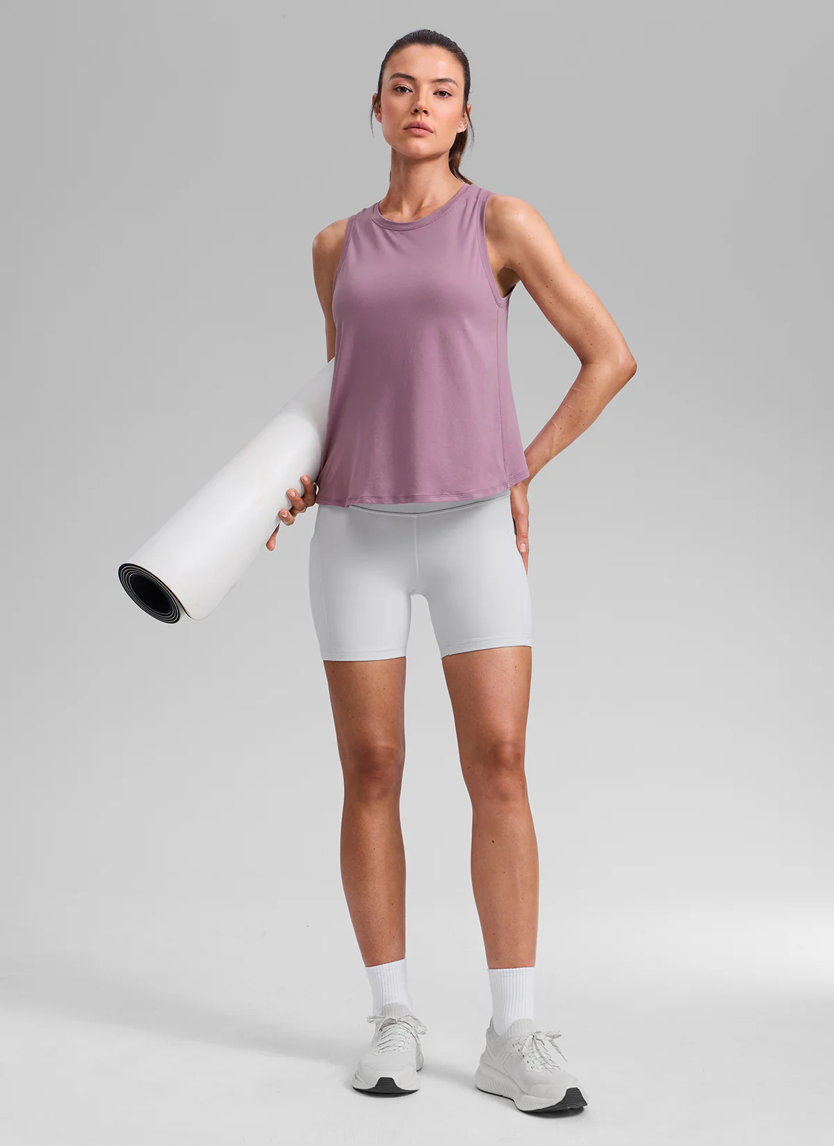 Poly Cotton-Blend Open Split Back Tank