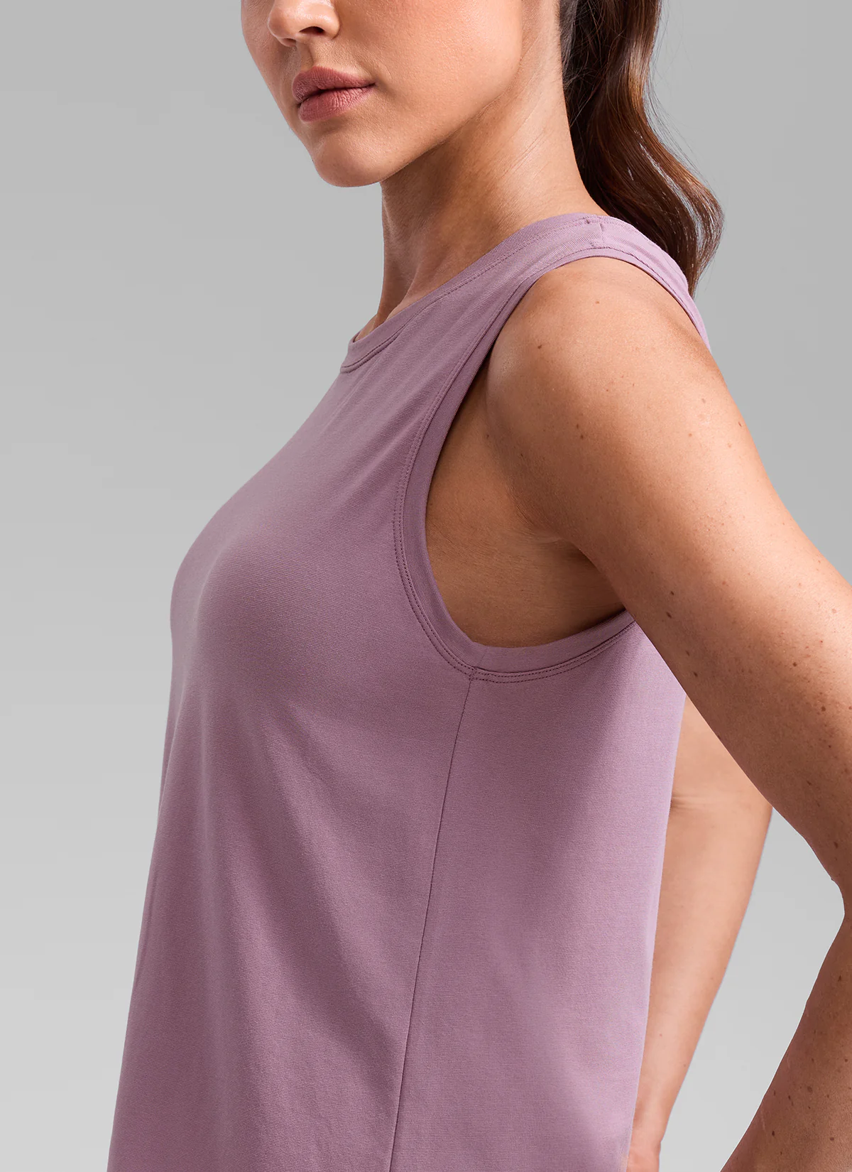 Poly Cotton-Blend Open Split Back Tank