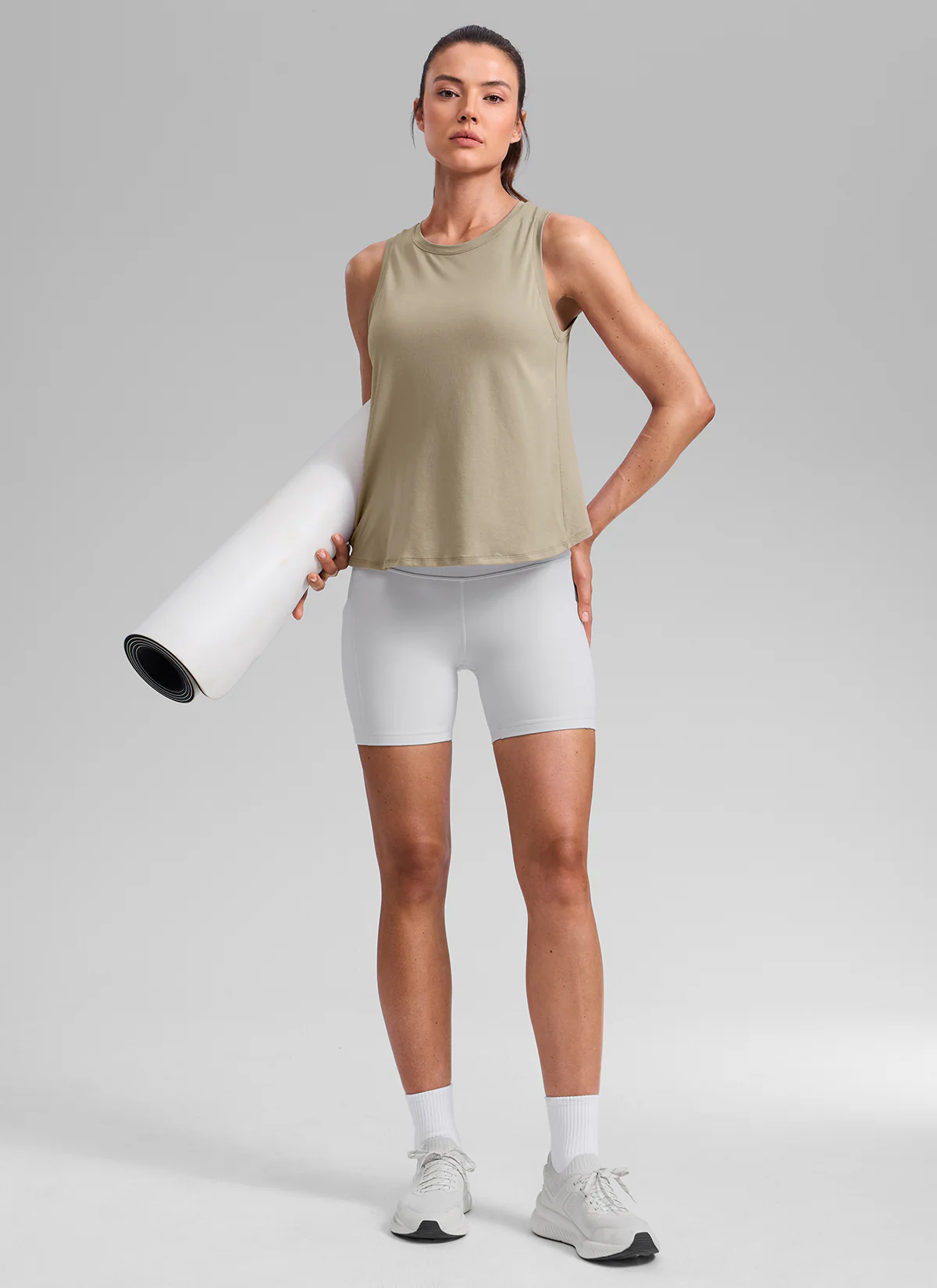 Poly Cotton-Blend Open Split Back Tank