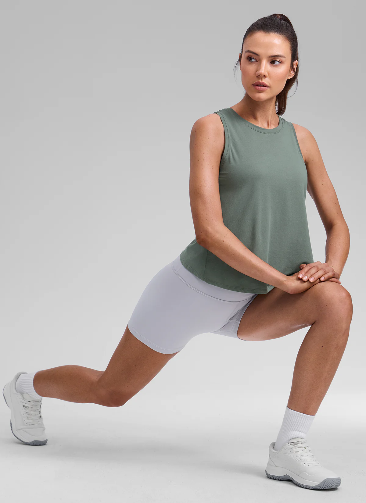 Poly Cotton-Blend Open Split Back Tank