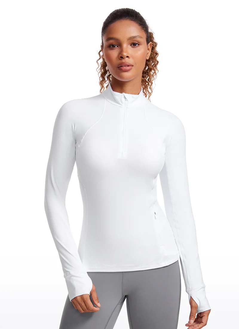 Brushed Thumbhole Half Zip Long Sleeve