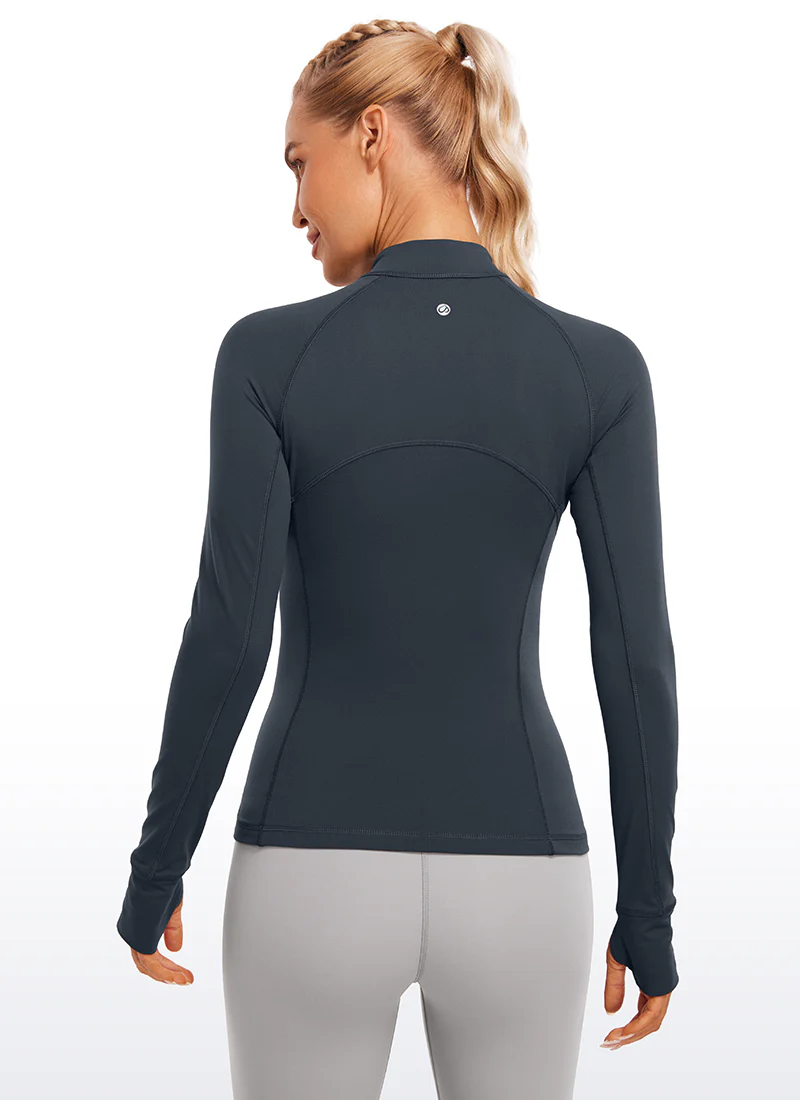 Brushed Thumbhole Half Zip Long Sleeve