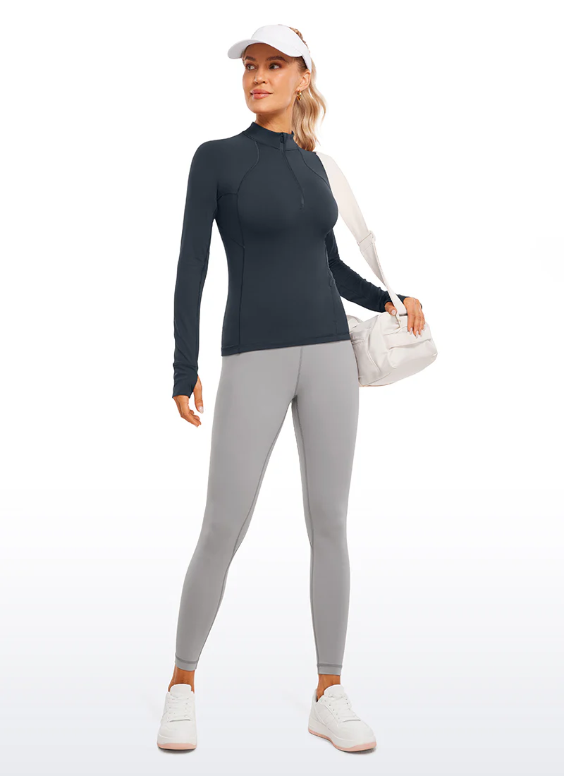 Brushed Thumbhole Half Zip Long Sleeve
