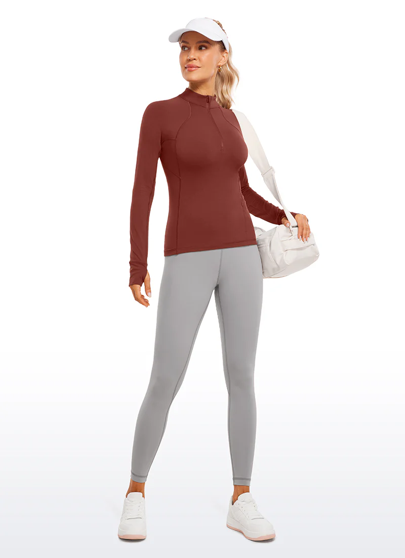 Brushed Thumbhole Half Zip Long Sleeve