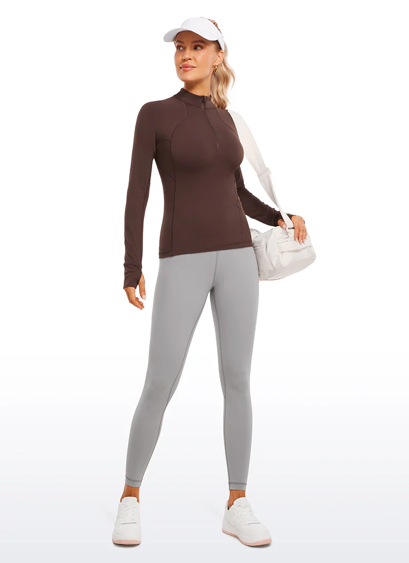 Brushed Thumbhole Half Zip Long Sleeve