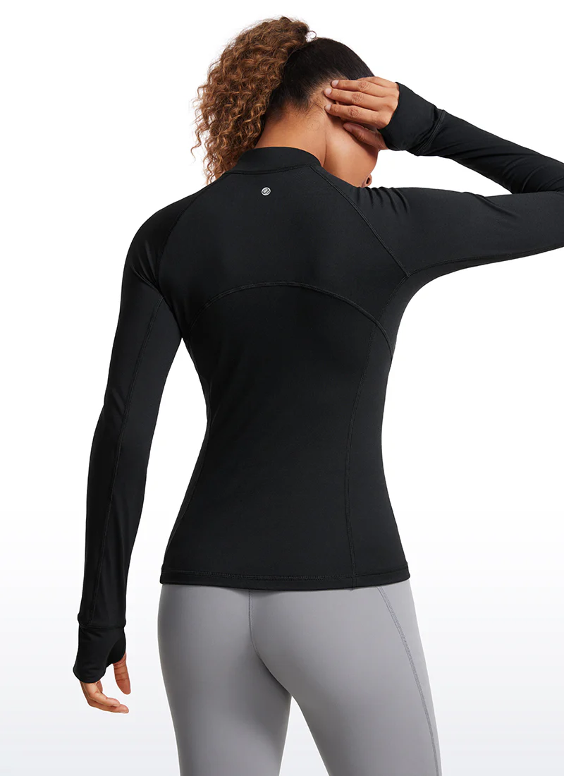 Brushed Thumbhole Half Zip Long Sleeve