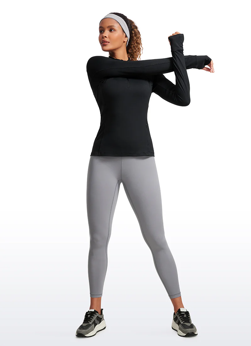 Brushed Thumbhole Half Zip Long Sleeve